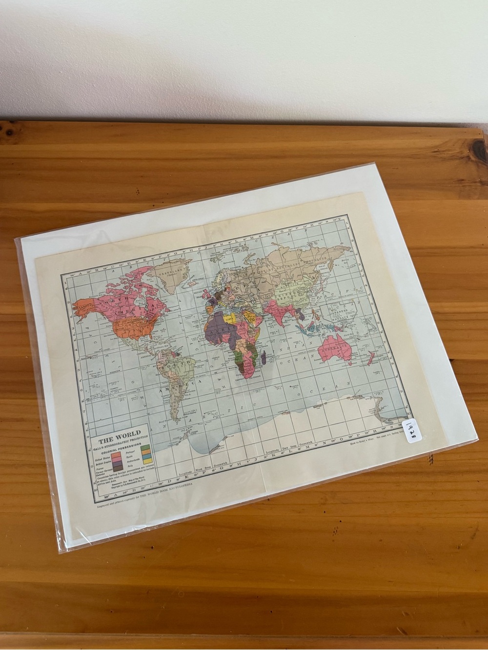 1928 Hammond World Map Gall's Stereographic Projection